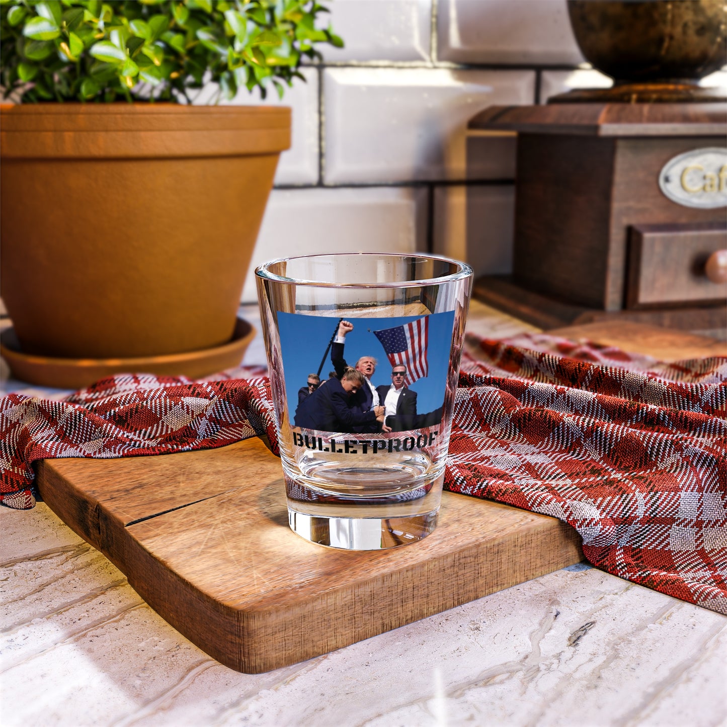 Trump "Bulletproof" Shot Glass